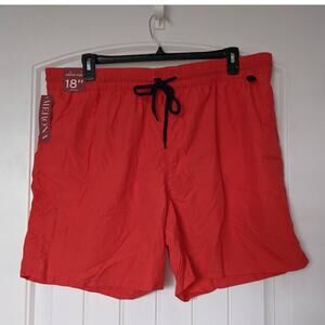 Merona Swimming Trunks XXL Elastic Waist Red Back Pocket Beach Pool Above‎ Knee